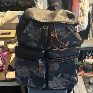 Floral navy blue  and Gray Backpack